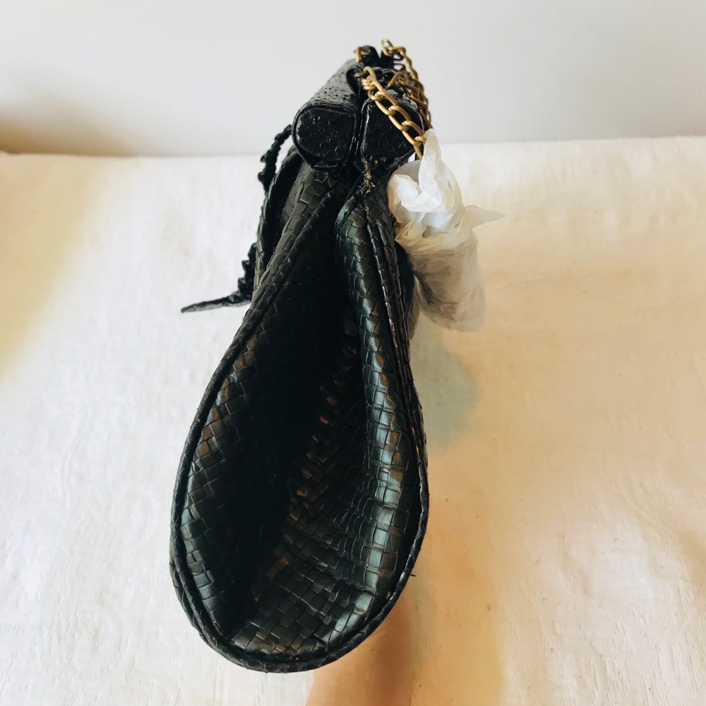 Python & Black Straw Handbag** With Chain - Picture 3 of 8